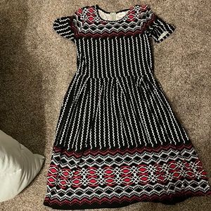 Black, white and red dress